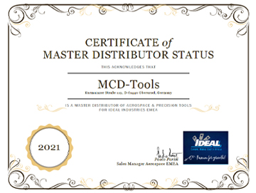 MCD Tools Certificate of Master Distributor Status 2021